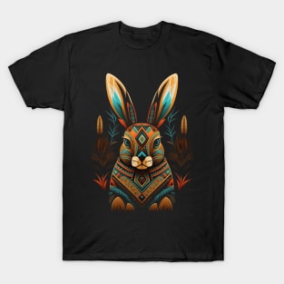 Aztec Rabbit Azteca Art Indigenous Mexico Style Animal Painting T-Shirt